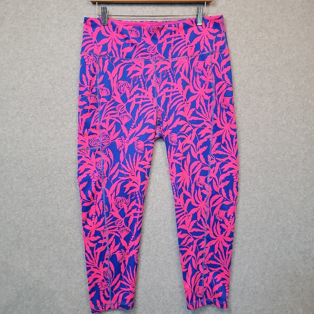 Lilly Pulitzer UPF 50+ High Rise Leggings Pink Flocking To Paradise Luxletic XL